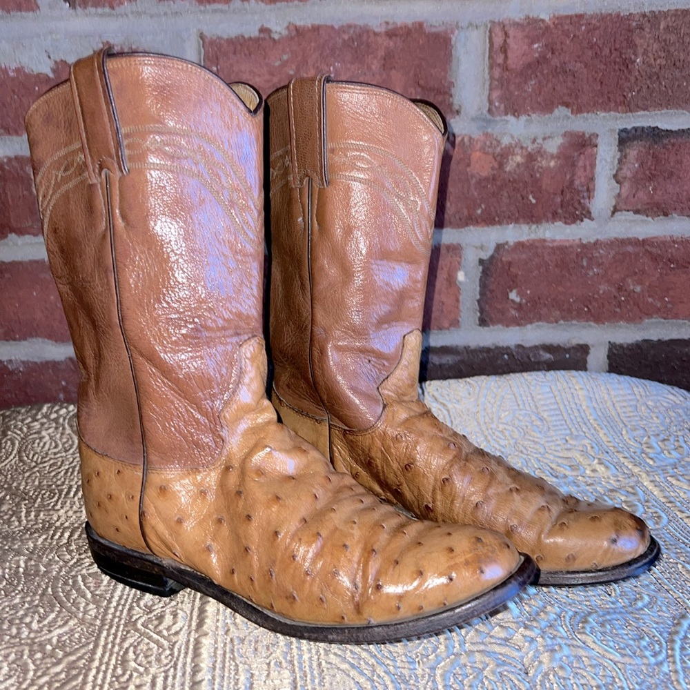 Golden yellow/tan ostrich Justin Roper boots circa 1995